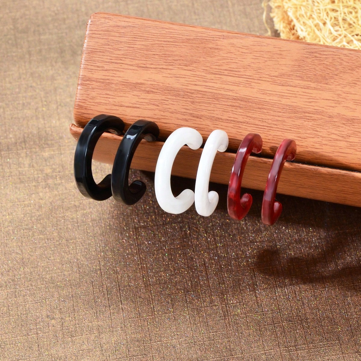 Set of Three Pairs Colourful Stud Earrings Vibrant Holiday Jewelry Collection