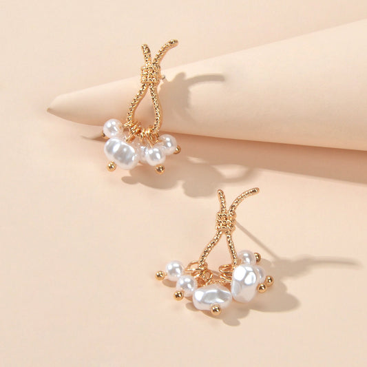 Retro Accessories Pearl Charm Gold Color Hypoallergenic Stud Party Wear Earrings