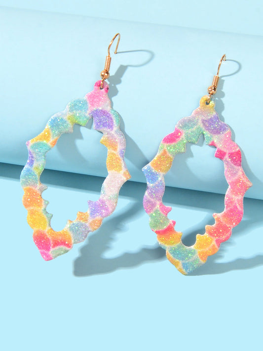 Ladies Jewellery Candy Color Leather Geometric Boho Chic Dangle Holiday Earrings