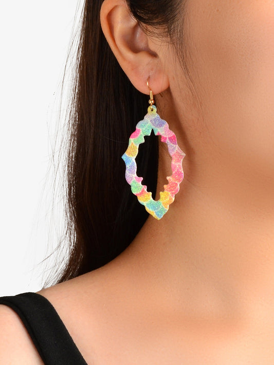 Ladies Jewellery Candy Color Leather Geometric Boho Chic Dangle Holiday Earrings