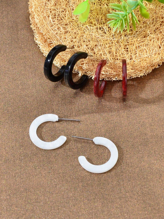 Set of Three Pairs Colourful Stud Earrings Vibrant Holiday Jewelry Collection