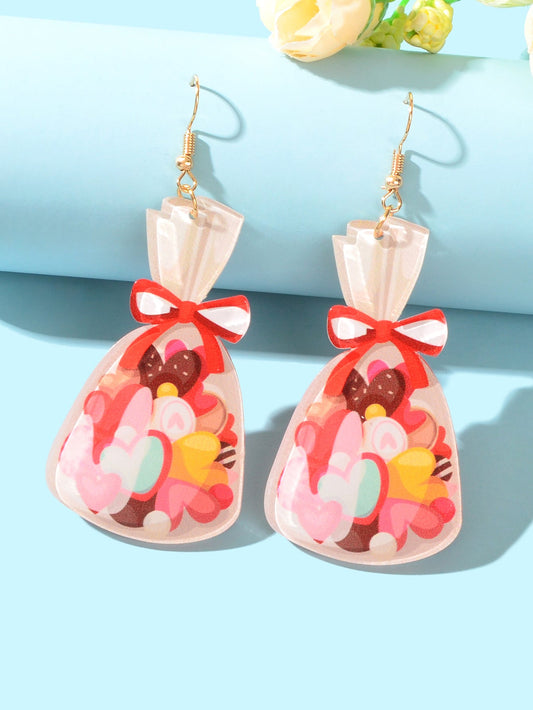 Colourful Candy Lollies Bag Pendant Acrylic Dangle Earrings Y2k Girl Dainty Gift