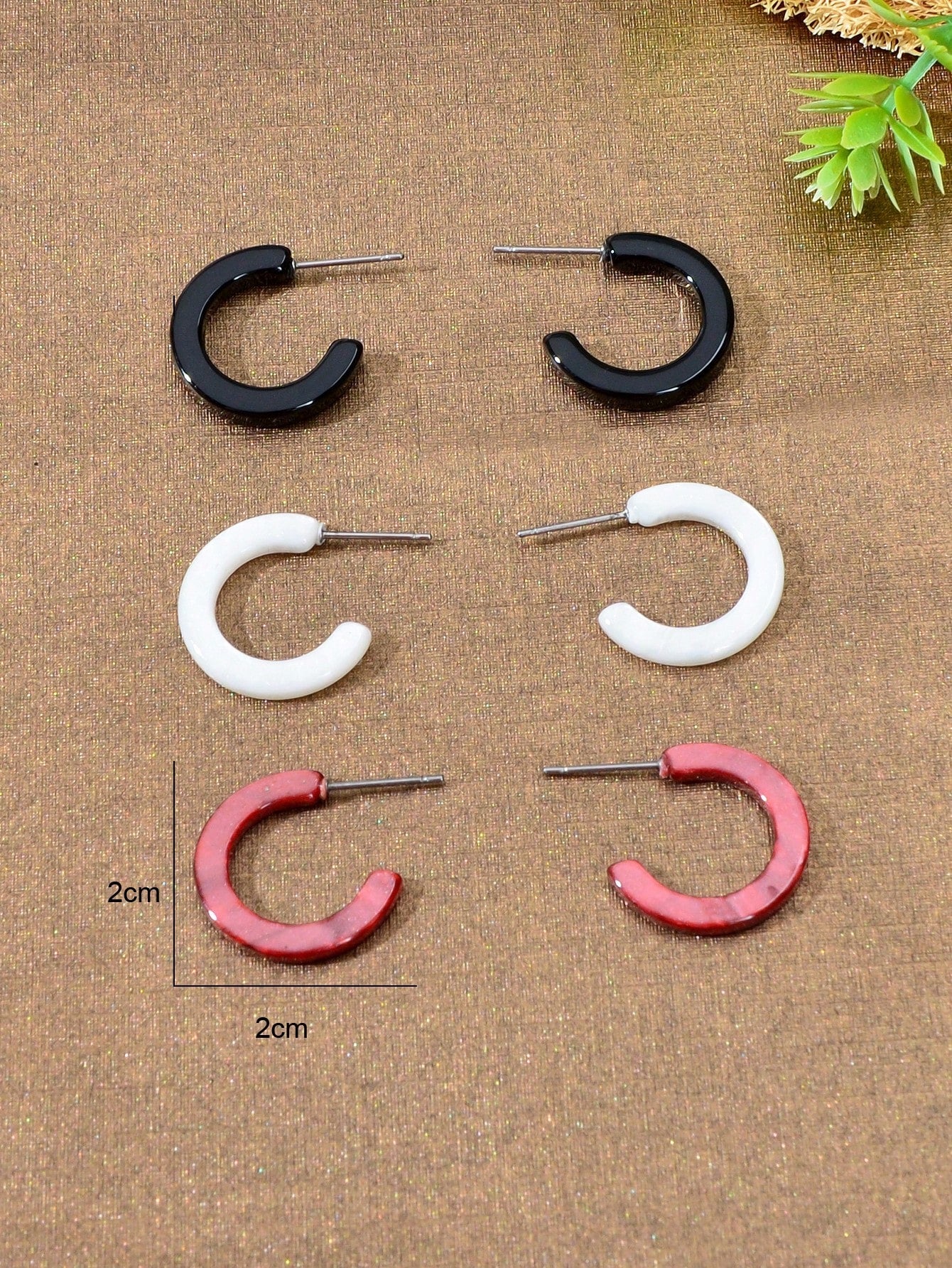 Set of Three Pairs Colourful Stud Earrings Vibrant Holiday Jewelry Collection